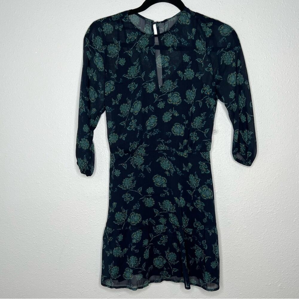Abercrombie & Fitch Navy Blue & Green Floral Long Sleeve Mini Dress Women's XS